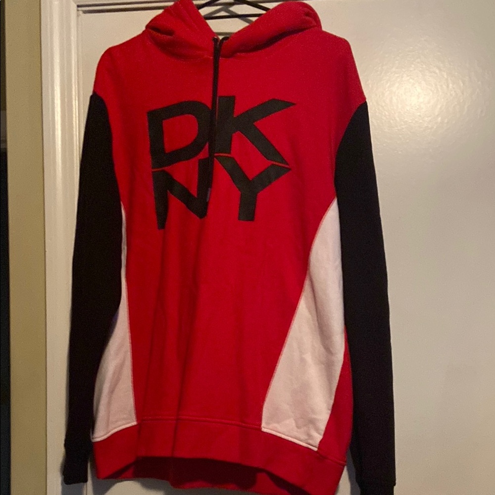 DKNY Men's Red and Black Hoodie XL